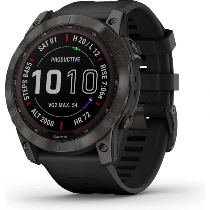 Часы GARMIN FENIX 7 Sapphire Solar титановый черный DLC с силиконовым ремешком 010-02541-23G Часы GARMIN FENIX 7 Sapphire Solar титановый черный DLC с силиконовым ремешком 010-02541-23G