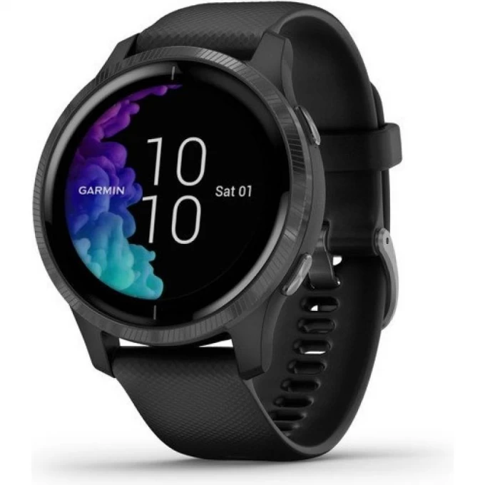 Часы GARMIN VENU SLATE STAINLESS STEEL BEZEL WITH BLACK CASE AND SILICONE BAND 10529 Часы GARMIN VENU SLATE STAINLESS STEEL BEZEL WITH BLACK CASE AND SILICONE BAND 10529