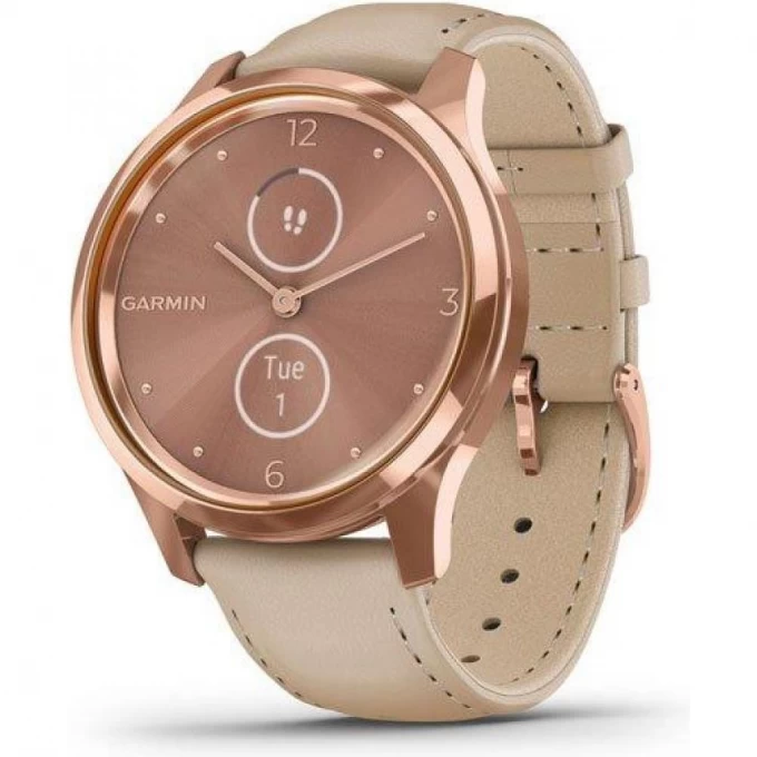 Часы GARMIN VIVOMOVE LUXE розовое золото PVD 18K со светло-песочным ремешком из итальянской кожи 010-02241-21 Часы GARMIN VIVOMOVE LUXE розовое золото PVD 18K со светло-песочным ремешком из итальянской кожи 010-02241-21