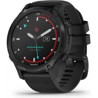 Смарт-часы GARMIN DESCENT MK2S Carbon Gray DLC Black с черным силиконовым ремешком