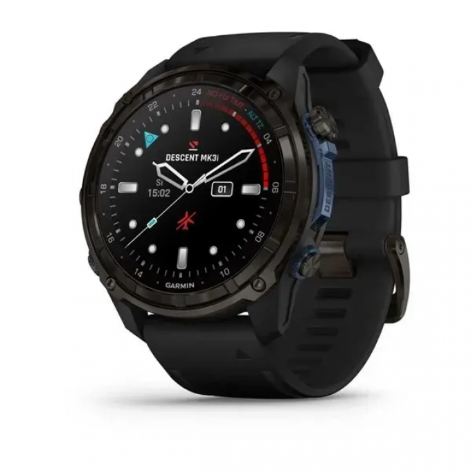 Смарт-часы GARMIN DESCENT Mk3i - 51 мм, титан Carbon Grey DLC с черным силиконовым ремешком 010-02752-10