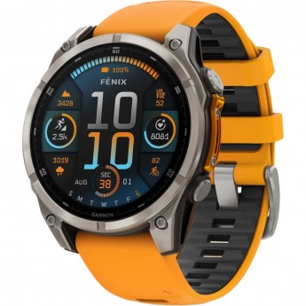 Смарт-часы GARMIN FENIX 8 – 47 мм, AMOLED Sapphire, титан с силиконовым ремешком цвета Spark Orange/Graphite Смарт-часы GARMIN FENIX 8 – 47 мм, AMOLED Sapphire, титан с силиконовым ремешком цвета Spark Orange/Graphite